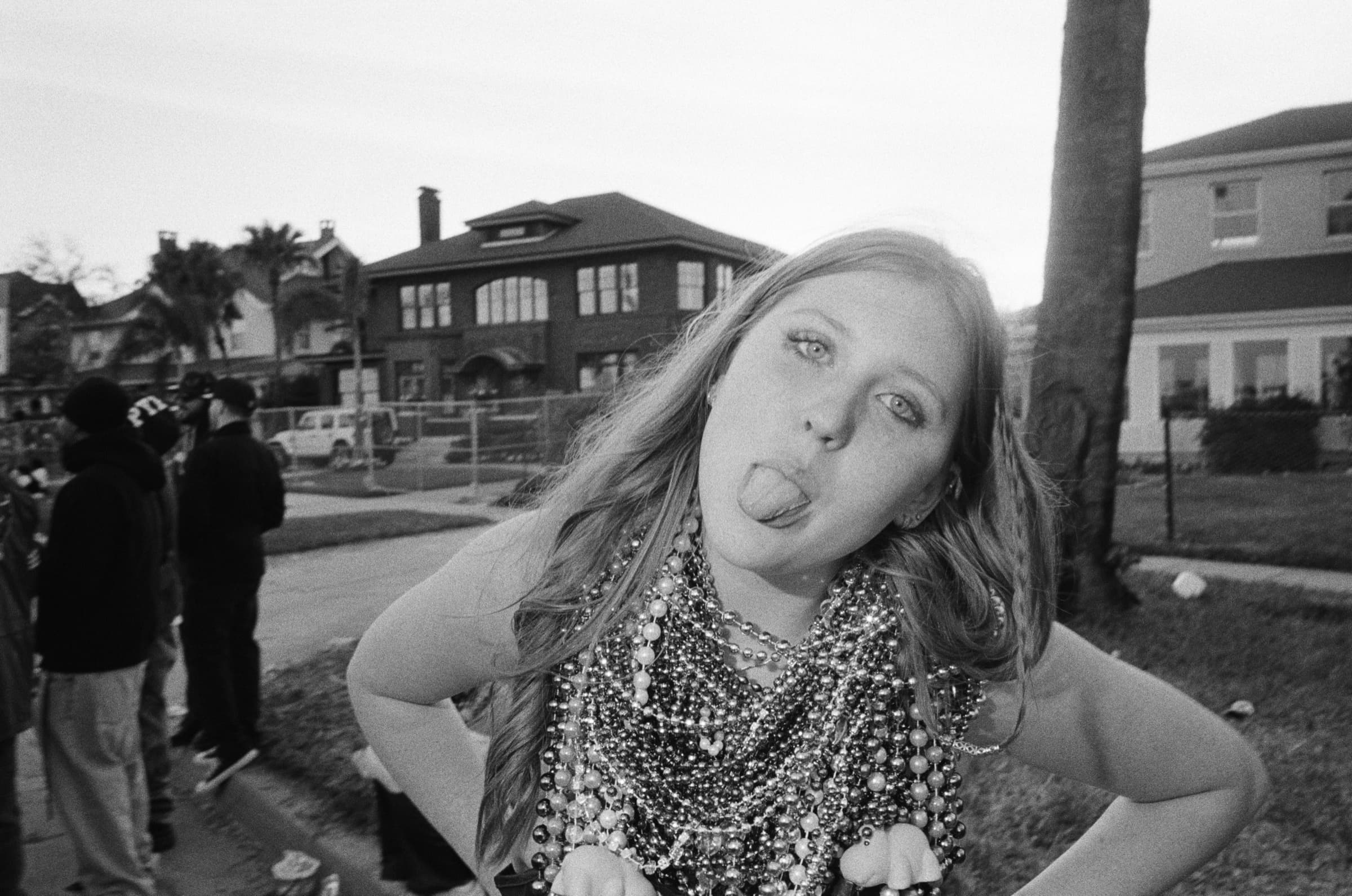 Girl posing for the camera during the Gasparilla parade in Tampa, FL